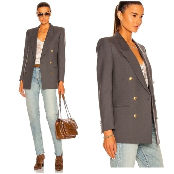 SAINT LAURENT DOUBLE BREASTED WOOL GABARDINE JACKET - Picture 4 of 13